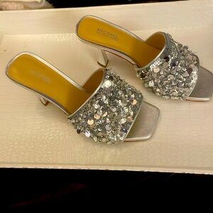 Michael Kors Limited Edition Tessa Hand—Embellished Mules, Size 5